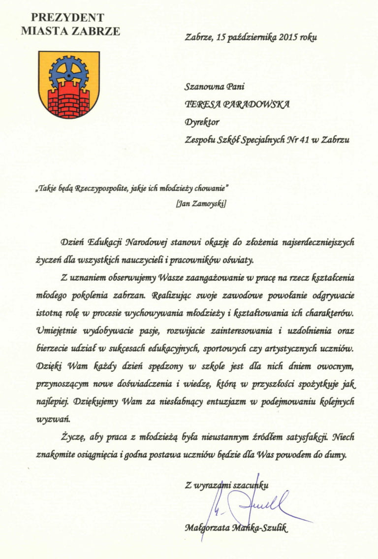 Pismo do Pani Prezydent