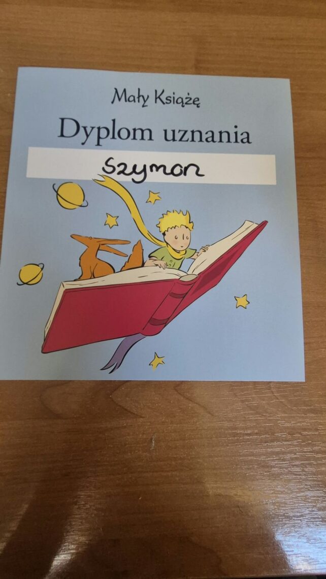 Dyplom uznania z motywem Małego Księcia